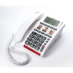 VOCA Big Button telefoon voor senioren, CP130 versterkte telefoon, handsfree, compatibel met hoortoestellen, luide telefoon voor slechthorenden en slechtzienden – seniorentelefoon met dementie