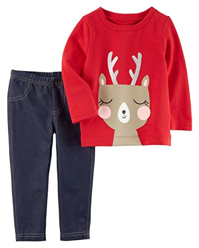 Carter's Girls' 2-Piece French Terry Top & Jegging Set (Red, 4T)