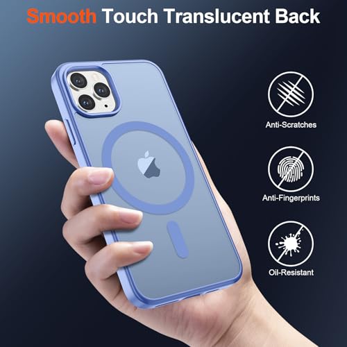 Image of SUPFINE Magnetic for iPhone 11 Pro Max Case Blue Purple | (Compatible with MagSafe)(Military Grade Drop Protection)Shockproof Translucent Matte Phone Cover