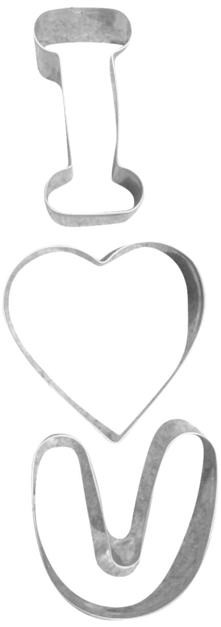 HABI Cake Design - Set 3 Tagliabiscotti In Acciaio Inox Con Scritta 'I Love You' - 4