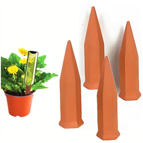 NZXVSE Plant Watering Devices, 4pcs Clay Irrigation Watering Spikes Devices, Terracotta Wine Bottle Stake Set Devices for Indoor Outdoor Plants Cover
