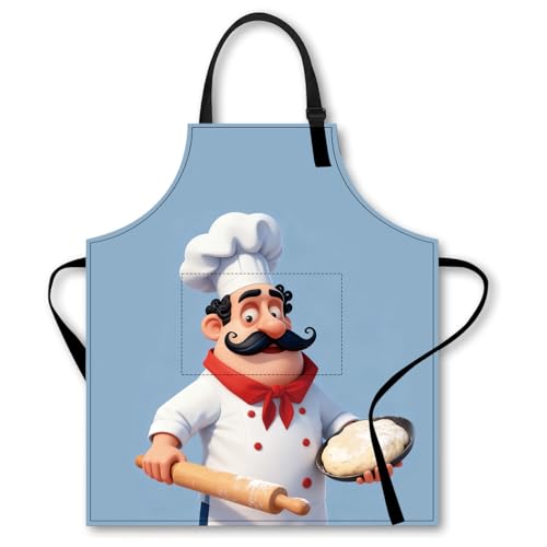 Image of Nuxovilar Cute Cooking Kitchen Apron, 26.77 * 30.7 Inches, Essential for Kitchen Cooking, Baking, Festive Gatherings