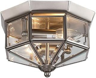 nielsen Thornham 2 Light Octagonal Flush Mount Internal Porch Light in Satin Silver