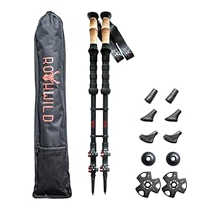 Rothwild Wanderstöcke, Modell Rehkitz, Teleskop-Trekkingstöcke mit Kork-Griff, für Damen und Herren, Länge 105-135cm