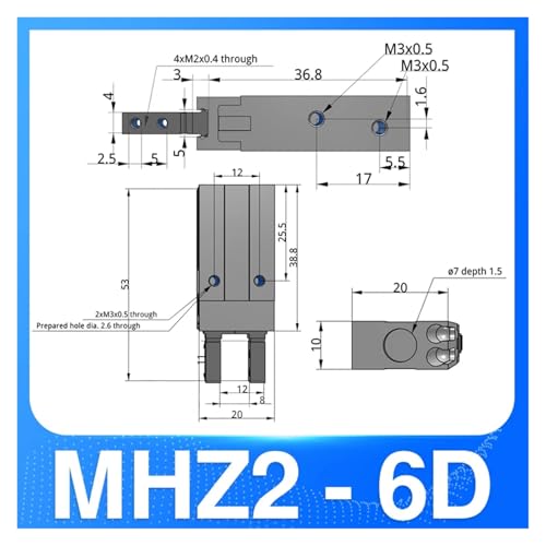 Pince pneumatique MHZ2 20D 25D double effet et vérin à doigt robuste - 3