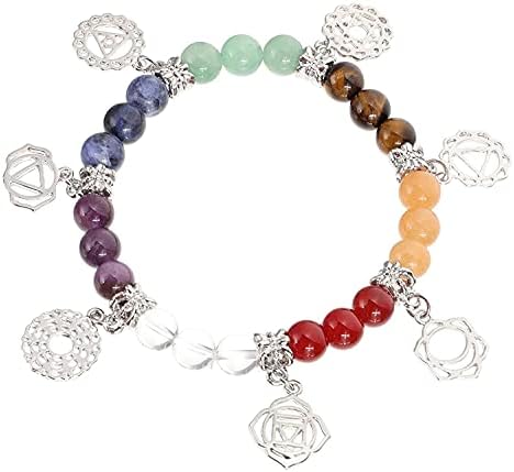 LIXBD Braccialetto di perline di cristallo con fascino energia chakra braccialetto per yoga meditazione vintage donne uomini gioielli da polso (colore: colori assortiti, dimensioni: 7.5×7.5×0.8CM)