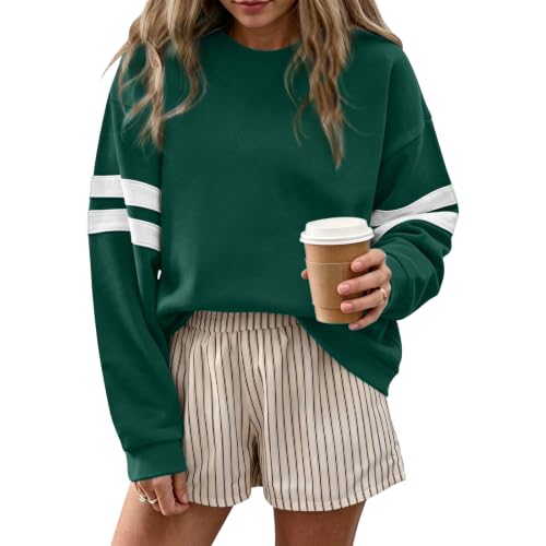 Gumipy Oversized Sweatshirt for Women Varsity Striped Drop Shoulder Sweater - image 1