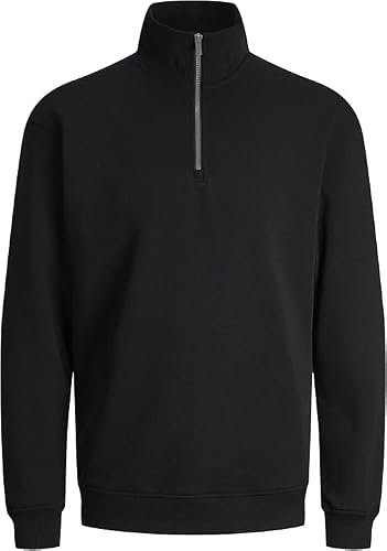 Jack & Jones Men's Black Bradley Sweat Half Zip Sweatshirt - Size 2XL