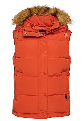 Superdry Vintage Everest Gilet con capucha de pelo sintético desmontable de mujer