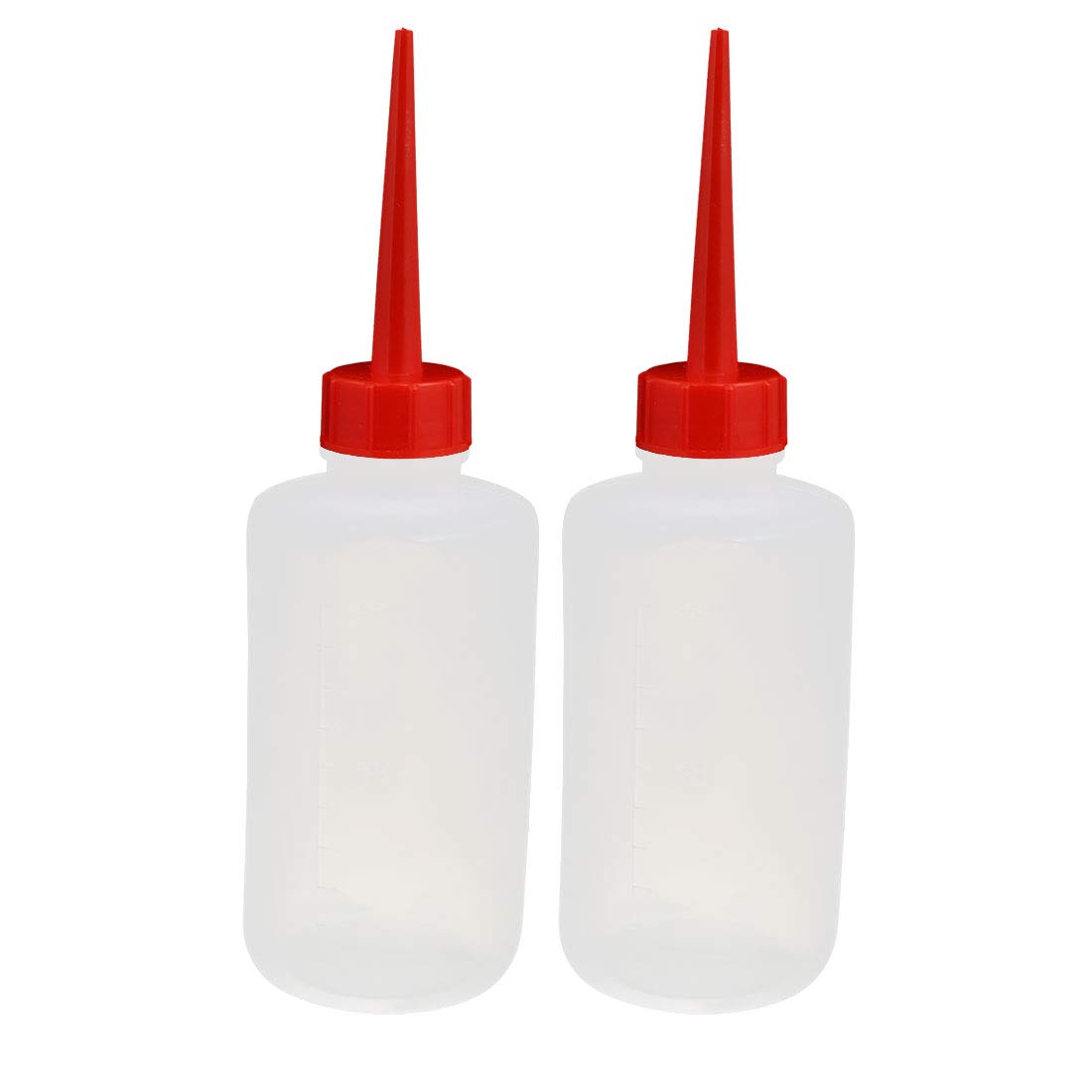Aexit 2Pcs 250ml gauge LDPE Plastic Red Squeeze Mouth Workshop Label Oil Liquid Glue Bottle