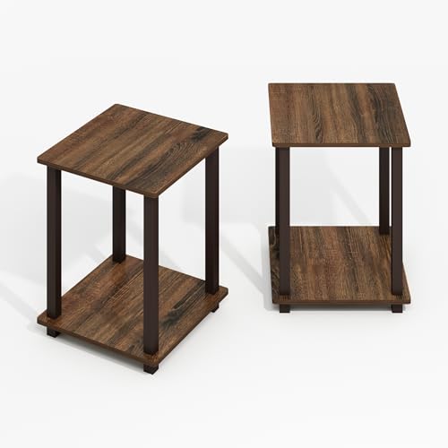 Image of Furinno Simplistic Set of 2 Toolless Living Room Table Set, Black Walnut
