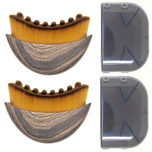 2 PCS Lymphatic Contour Face Brush, Lymphatic Drainage Massager with Natural Soft Bristles, Makeup Brush for Improved Skin Glow and Absorption, 3.15 x 2.36 Inch