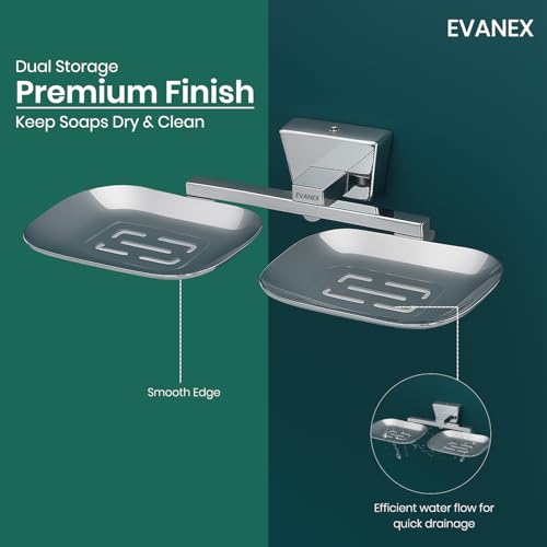 Image of EVANEX EVANEX 304 Grade Stainless Steel Dual Soap Holder for Bathroom /Corrosion Free Soap Stand /Soap Dish for Kitchn Sink /Soap Case /Wall Mounted Soap Organizer /Bathroom Accessories Set