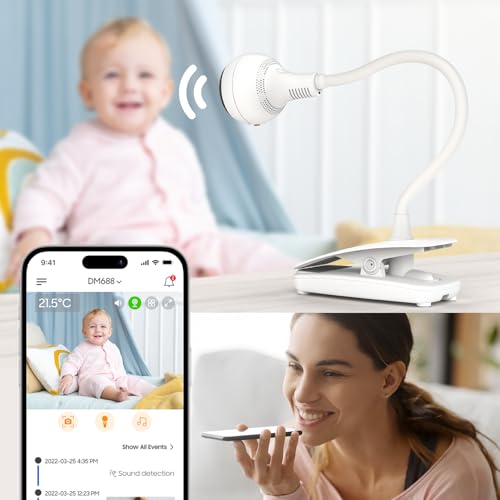 CHILLAX, Baby Monitor Giraffe Clip, 5'' HD LCD Screen, Full HD 1080p Camera, Flexible Arm, Night Vision, Walkie-Talkie - Image 3