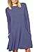 Zero City Womens Casual Pockets Plain Flowy Simple Swing T-Shirt Loose Dress, 05purple Gray, Large
