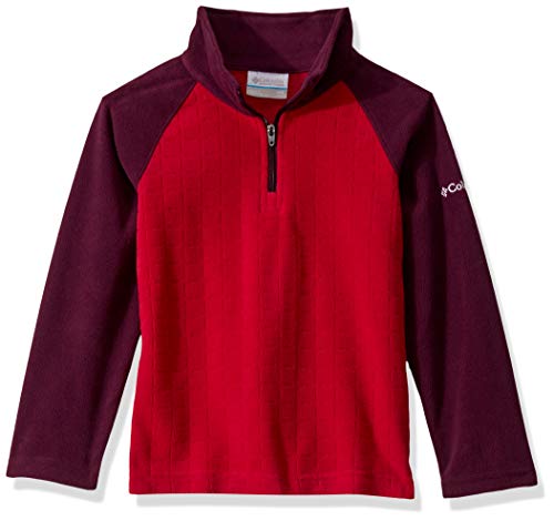 Columbia Girls' Toddler Glacial II Fleece Print Half Zip, Pomegranate Drop Needle/Purple Dahlia, 2T