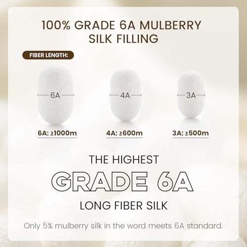 Image of THXSILK Lightweight Pure Mulberry Silk Comforter, Grade 6A Long Strand Silk Filling with 100% Cotton Cover, Ultra Soft Breathable, Queen Size 87in x 91in /220cm x 230cm, Weight 1.65lb /0.75kg