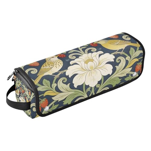 Bolsa de viaje y tapete resistente al calor para herramientas de cabello con cierre portátil organizador para planchas y rizadores William Morris Rojo
