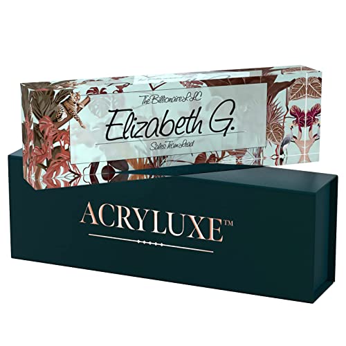 Desk Name Plate Personalized, Custom Name Plates for Desk, 2½/x8 Inches, Thick Crystal-Clear Acrylic, Gift Box, Office Desk Decor. USA Made by ACRYLUXE (Autumn)