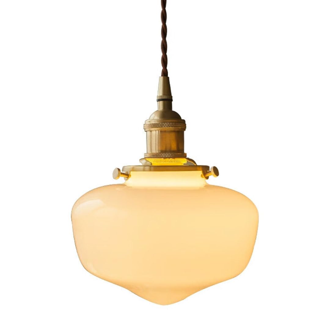 HUAYUSEDF Pendant Light Glass Lampshade White Vintage Modern Hanging Ceiling Lights Adjustable Height Lamp for Bedroom Kitchen Island Dining Room Living Loft