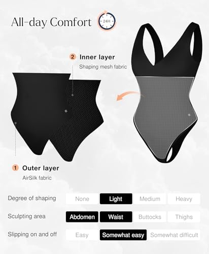 Popilush Body Suits for Women - Going Out Tank Tops - Plunge Deep V Neck Backless Sleeveless Tummy Control Shapewear Bodysuit4