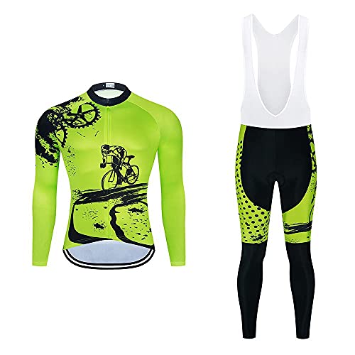 Vêtements de Cyclisme pour Hommes Kits ​Maillot de Cyclisme Longues + 20D Gel Pad Bretelles de Cyclisme Shorts Combinaison Sportswear VTT - S échage Rapide/Respirant/élastique/Confortable Cover