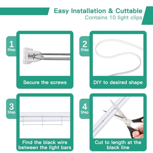 Lucienstar Neon LED Strip Light 5M- 12V Dimmable 6000K White Light Led Lights Strip, IP67 Waterproof Strip Lights for Bedroom Garden Kitchen Indoor Deco [Energy Class F]