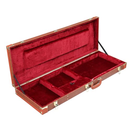 Brown Electric Guitar Bags Cases, Electric Guitars Square PU Hard Case Hard-Shell Protective Carrying Case, Electric Guitars Hard-Shell Protective Carrying Case Fits ST TL Burning fire 170