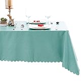 Hiasan PVC Rectangle Tablecloth - 100% Waterproof Oilproof Stain Resistant Wipeable Vinyl Table Cloth for Kitchen Dining and Outdoor Picnic, 54 x 80 Inch, Turquoise