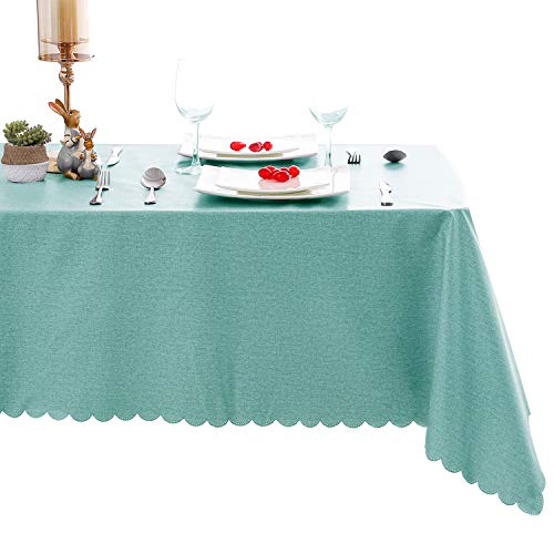 Hiasan PVC Rectangle Tablecloth - 100% Waterproof Oilproof Stain Resistant Wipeable Vinyl Table Cloth for Kitchen Dining and Outdoor Picnic, 54 x 80 Inch, Turquoise