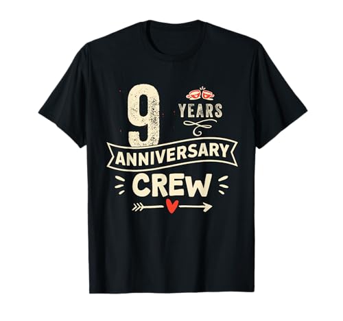 Vintage 9 years marriage anniversary Crew couple His/Her Camiseta