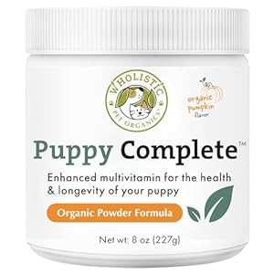 Wholistic Pet Organics Puppy Essentials – 8 Oz – Organic Pumpkin Powder Dog Supplement for Skin & Coat Health, Itching Relief, Omega 3 & Probiotics – Vitamins for Immune Support, Dog Food Additive