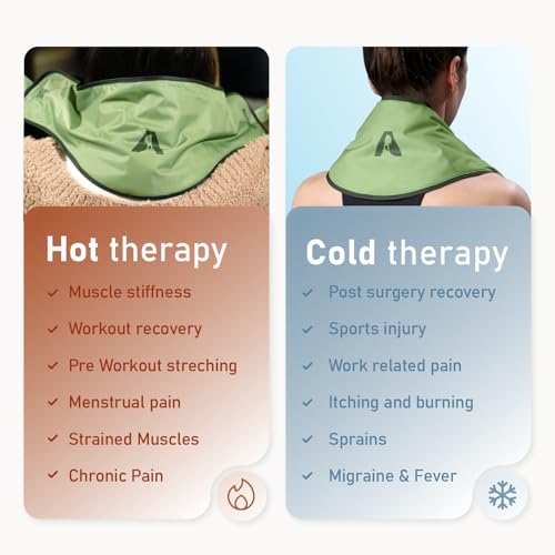 Image of Flexible Neck Ice Pack Wrap, Soft Gel Ice Pack for Neck Pain Relief, Hands-Free Cervical Recovery (8 inch x 23 inch) - Green