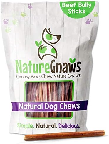 Nature Gnaws Small Bully Sticks for Dogs - Premium Natural Beef Bones - Thin Long Lasting Dog Chew Treats for Light Chewers & Puppies - Rawhide Free - 6 Inch (5 Count)