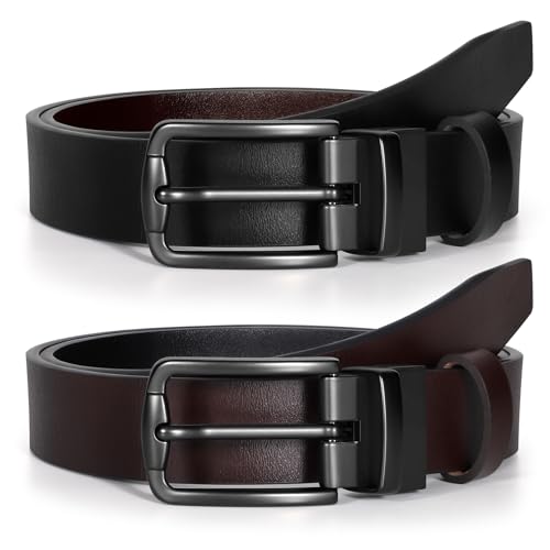 JASGOOD Women Leather Reversible Belt, Ladies Belt for Jeans with Rotated Buckle