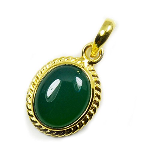 Pendentif Onyx vert naturel 5 carats bijou astrologique Panchdhatu plaqué or