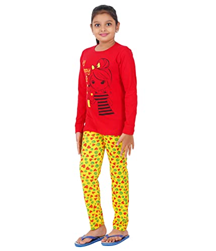 Image of MIST N FOGG Girls' Printed Cotton T Shirt and Pyjama Set /Nightwear /Top and Pyjama Set