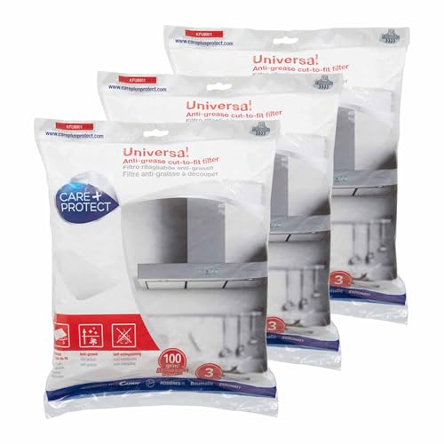 Care+Protect Anti-Grease Cooker Hood Filter - Universal - Cut-to-Size - Anti-Grease - Self-Extinguishing - Size 47x97 cm - Absorbency 100 g-sq-m, x3