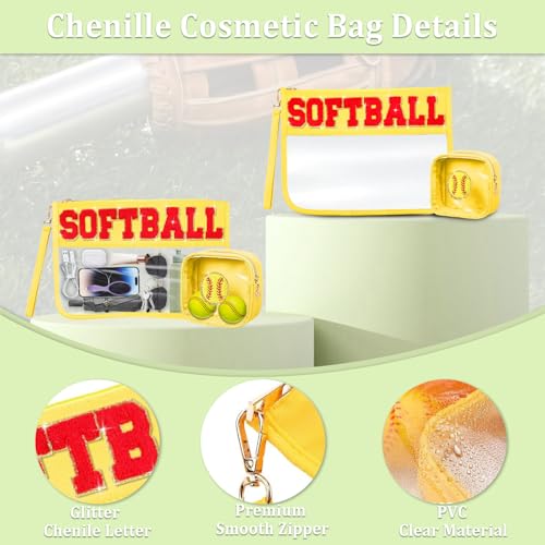 2 Pcs Softball Accessories Softball Chenille Letter Bags Softball Gifts Softball Snack Bag Softball Mom Gift Sport Fans Gifts for Softball Lovers Players Birthday Gifts3