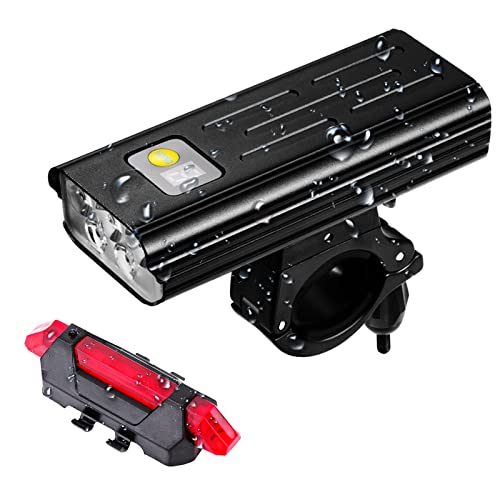 Bike Lights for Night Riding, 1600 Lumens Bike Headlight and Tail Light Set Reflectors Powerful Rechargeable Bicycle Accessories, IPX6 Waterproof Mountain Bicycle Light Set