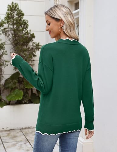Image of Zeagoo Women's 2026 Fall V Neck Sweater Long Sleeve Lightweight Knit Tops