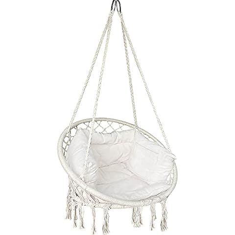 VOUNOT Macrame Hammock Swing Chair with Cushion Cover
