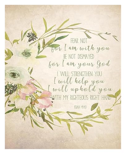 Watercolor Floral Greenery Bible Verse Wall Art Isaiah 41 10 Fear Not For I Am With You Christian Scripture Decor Canvas Print G
