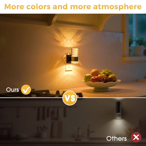 Image of L LOHAS LED Night Light, Night Lights Plug into Wall, 2 Pack 10-Color RGB Change Nightlights,10 /50 /100LM Adjustable Automatic Nightlights Plug in with Dusk to Dawn Sensor for Room Bathroom Hallway