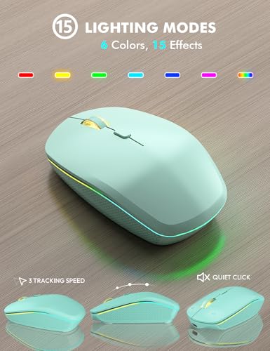 Image of Wireless Keyboard and Mouse Combo - RGB Backlit, Rechargeable & Light Up Letters, Full-Size, Ergonomic Tilt Angle, Sleep Mode, 2.4GHz Quiet Keyboard Mouse for Mac, Windows, Laptop, PC, Mint Green