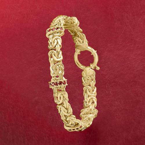 Ross-Simons 1.50 ct. t.w. Garnet Station Byzantine Bracelet in 18kt Gold Over Sterling3