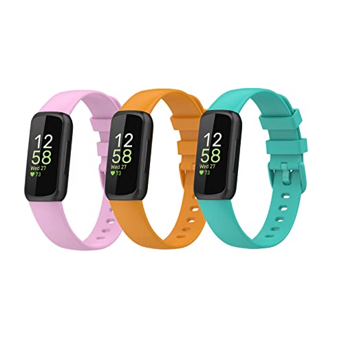 LICHIFIT Fitbit inspire3�p�o���h �x���g �ւ��o���h TPE�� �_�炩�� �ʋC �ϋv�� �X�|�[�c�o���h �X�}�[�g�E�H�b�` �A�N�Z�T���[ �iS ���C���b�N�{�I�����W�{�u���[�O���[���j