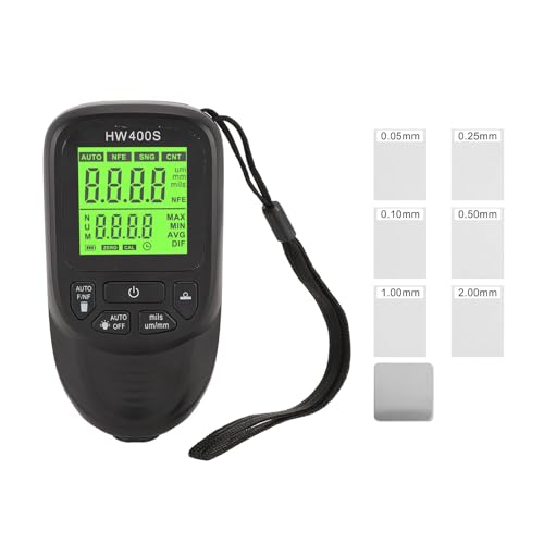Medidor de Espesor de Pintura, Calibrador Profesional de Recubrimientos, con 3 Unidades de Medida (μm, mm, mils), ABS, Alta Precisión para Automoción, con Alarma de Límite (Rojo) (Negro) miniatura 1