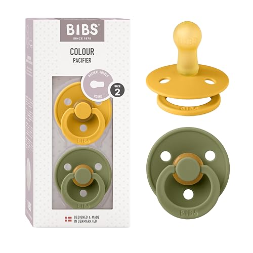 Image of Bibs Pacifiers Color Collection, Set of 2 BPA-Free Latex Pacifiers Made in Europe, Round Nipple Baby Pacifier.