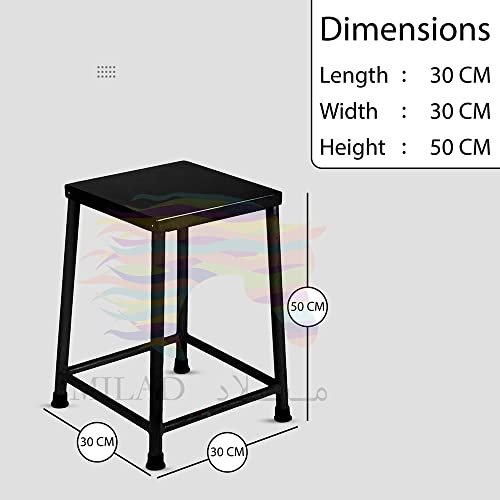 Image of MILAD SAIFIX Sitting Stool for Indoor Or Outdoor | Metal Lightweight | Office & Home | Kitchen & Garden | Heavy Duty | Table (30 L x 30 W x 50 H CM's, Black Color)
